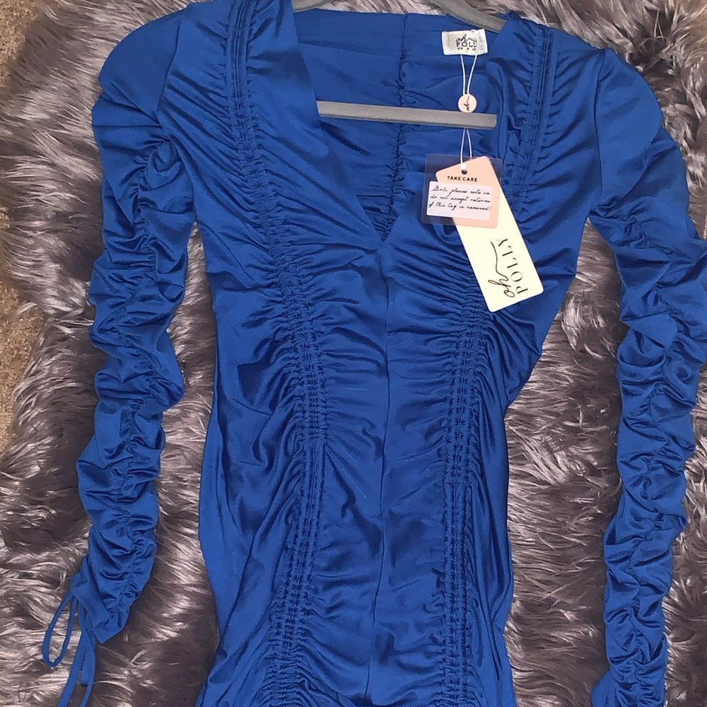 Oh Polly Ruched Royal Blue Dress